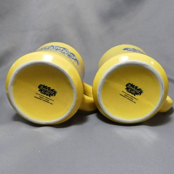 Rainforest Cafe A Wild Place to Shop and Eat Yellow and Blue 2 Coffee Mugs Heavy - Picture 11 of 12